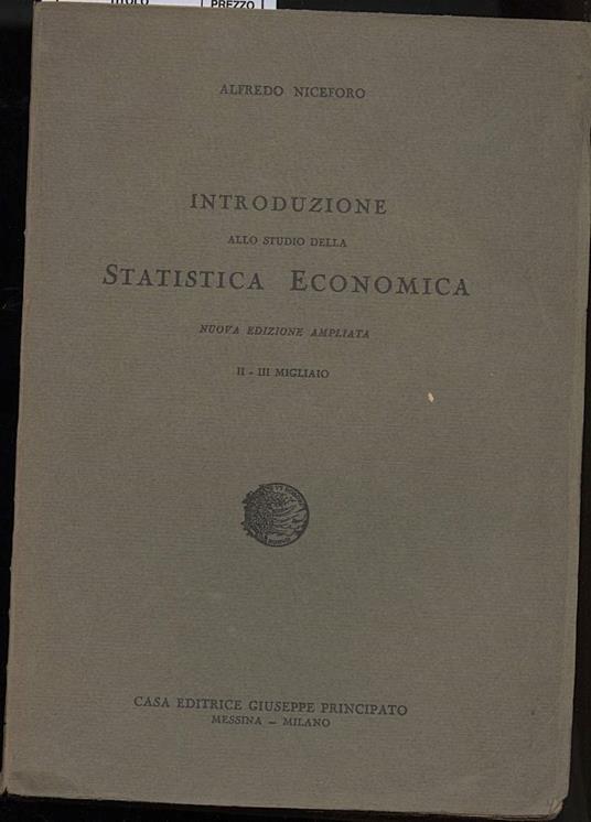 Introduzione Allo Studio Della Statistica Economica - copertina