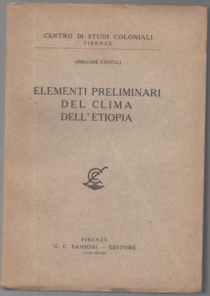 Elementi Preliminari Del Clima in Etiopia - copertina