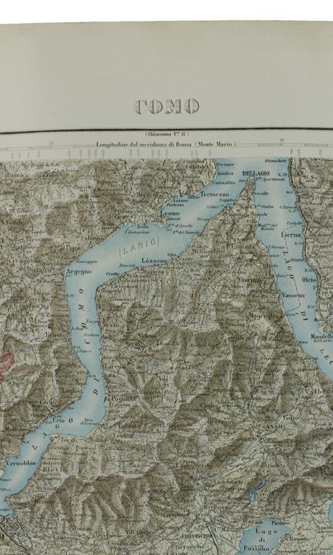 COMO. Foglio 32 della Carta Topografica del Regno d'Italia e del territorio limitrofo, alla scala di 1:100.000. cm 50,5x55,5