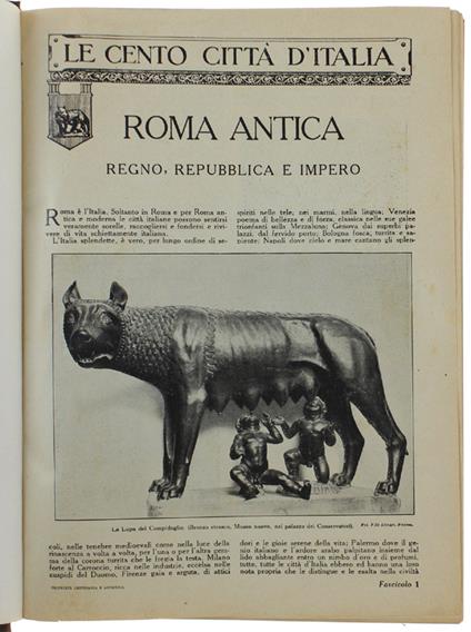 Le CENTO CITTA' D'ITALIA. 2a edizione [Raccolta dal n. 1 al n. 80] - Sonzogno, - 1920 - copertina
