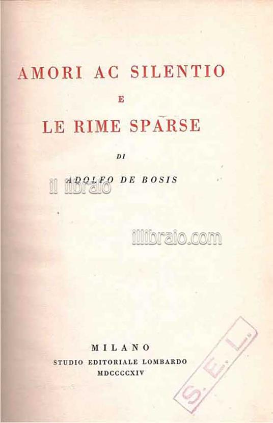 Amori ac silentio e Le rime sparse - copertina