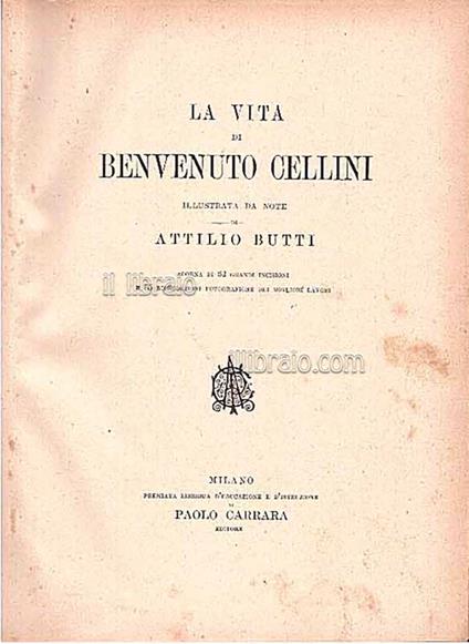 La vita di Benvenuto Cellini - copertina