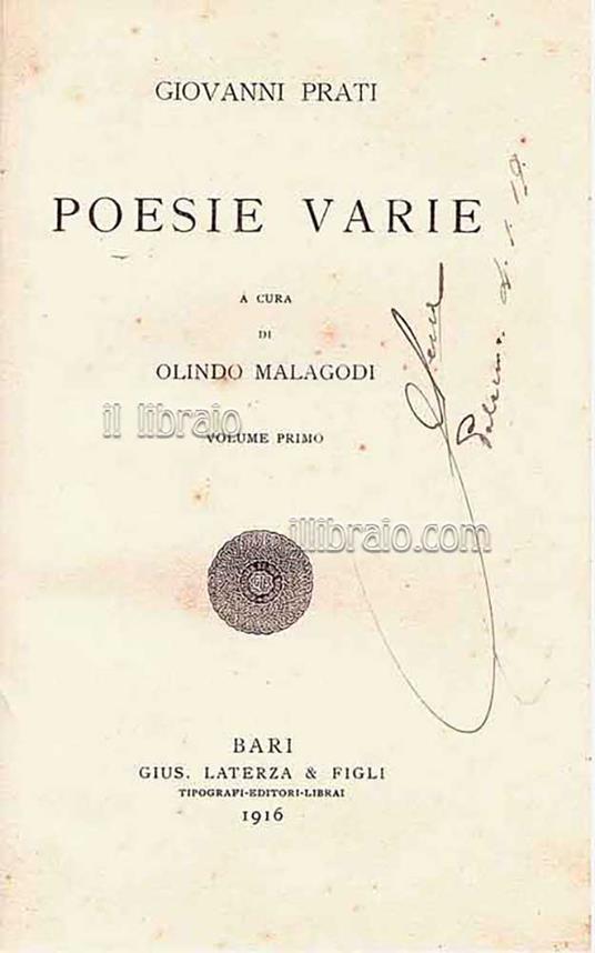 Poesie varie. I - copertina