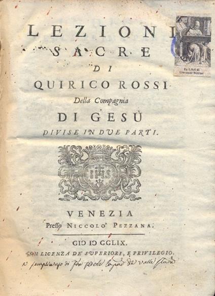 Lezioni Sacre - Quirico Rossi - copertina