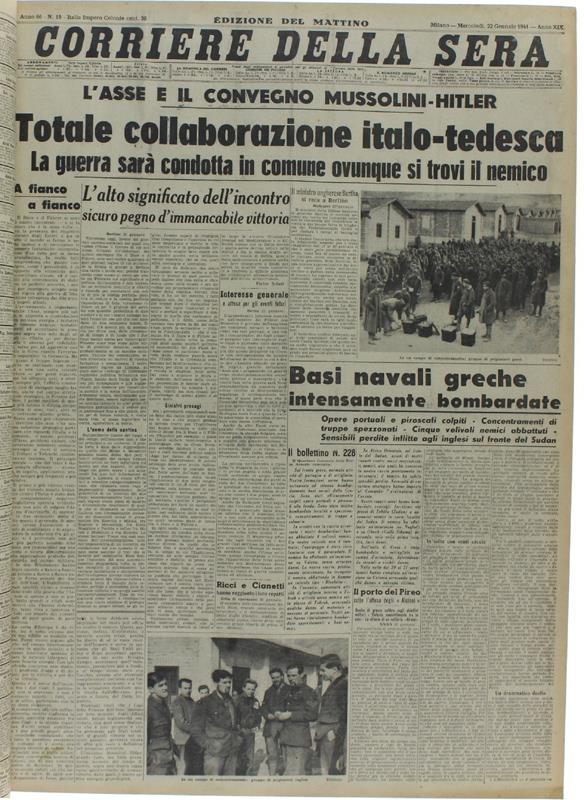Corriere Della Sera. Dal 1 Gennaio Al 13 Febbraio 1941
