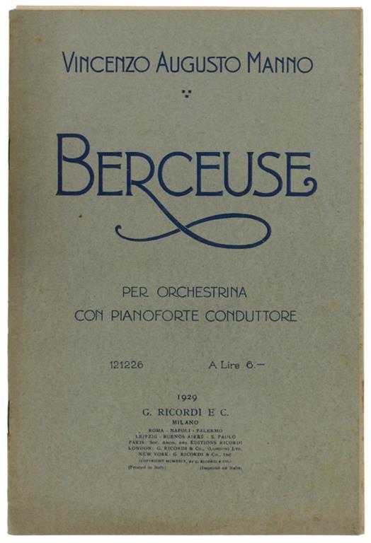 Berceuse. Per Orchestrina Con Pianoforte Conduttore - copertina