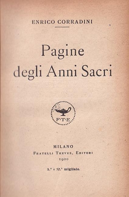 Pagine degli anni sacri - Enrico Corradini - copertina