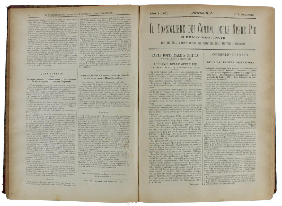 Il Consigliere Dei Comuni Delle Opere Pie E Delle Provincie. Monitore Degli Amministratori, Dei Segretari, Degli Esattori E Tesorieri. 1894 - 1895 - 1896 - 1897 - 1898
