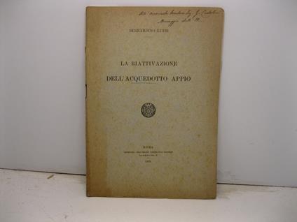 La riattivazione dell'acquedotto Appio - copertina
