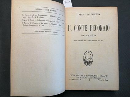 Ippolito Nievo - Il Conte Pecoraio - 1932 - Sonzogno - Raro! Romanzo - Ippolito Nievo - copertina