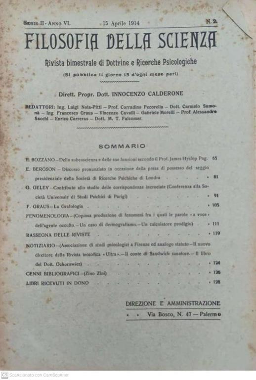Filosofia della scienza. Serie II-Anno VI. N°2 di: Innocenzo Calderone - copertina