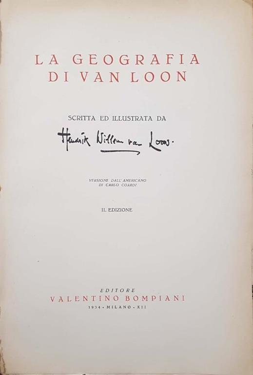La geografia di Van Loon di: Hendrik Willem Van  Loon - copertina