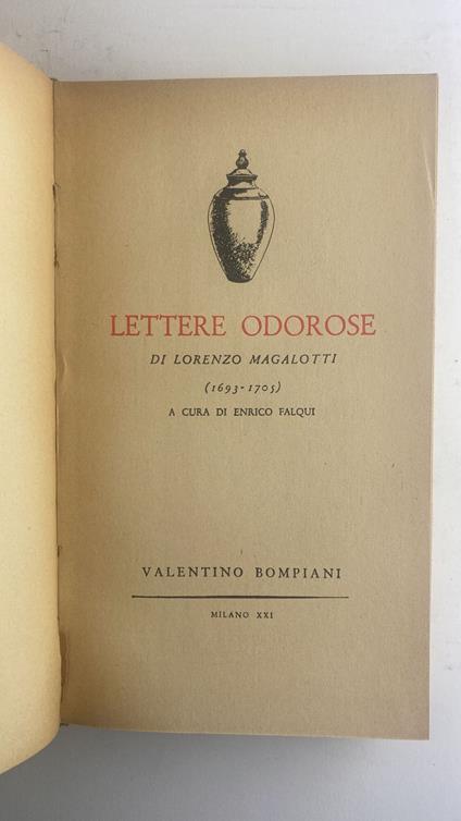 Lettere odorose (1693 - 1705) - Lorenzo Magalotti,Lorenzo Magalotti - copertina