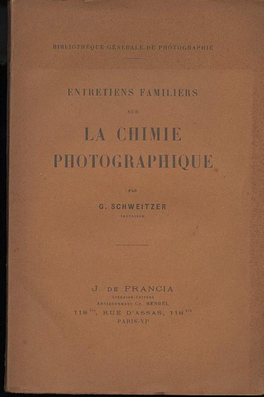 Entretiens Familiers Sur La Chimie Photographique - copertina