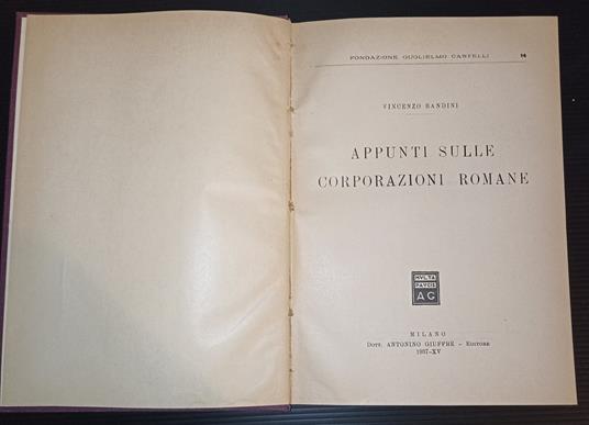 Appunti sulle corporazioni romane - copertina