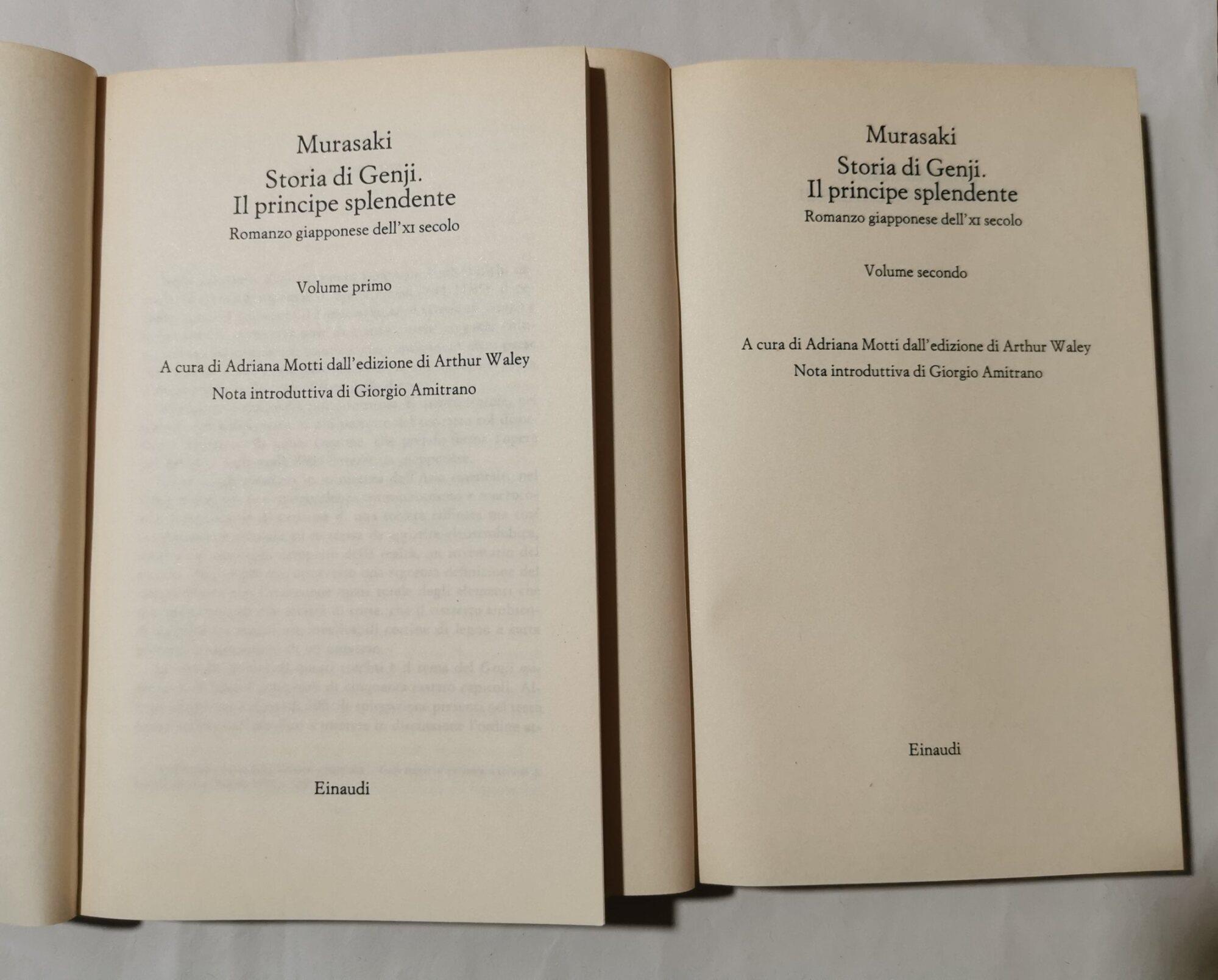 Storia di Genji il principe splendente - Romanzo giapponese dell' XI sec. - 2 Voll