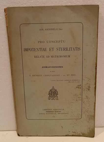 Pro conceptu impotentiae et sterilitatis relate ad matrimonium - copertina