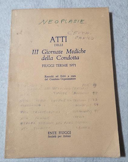 Atti delle III Giornate Mediche della Condotta - Fiuggi Terme 1971 - copertina