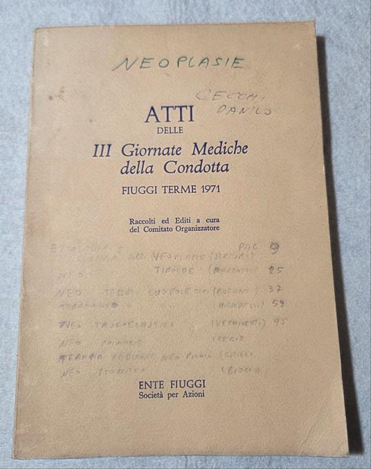 Atti delle III Giornate Mediche della Condotta - Fiuggi Terme 1971 - copertina