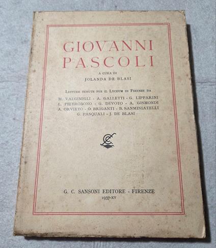 Giovanni Pascoli - Letture tenute per il Lyceum di Firenze - copertina