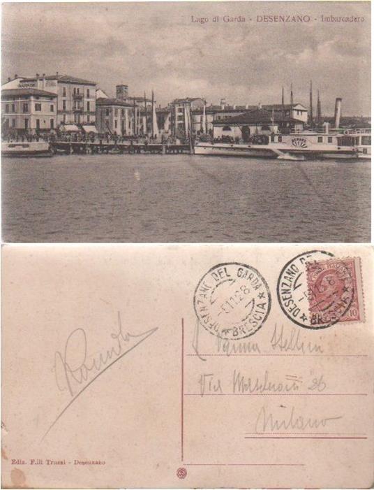 Cartolina. Lago di Garda. Desenzano, Imbarcadero. Viaggiata 1928 - copertina