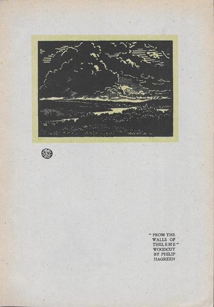 From the Walls of Theleme, woodcut by Philip Hagreen. Stampa 1921 - copertina