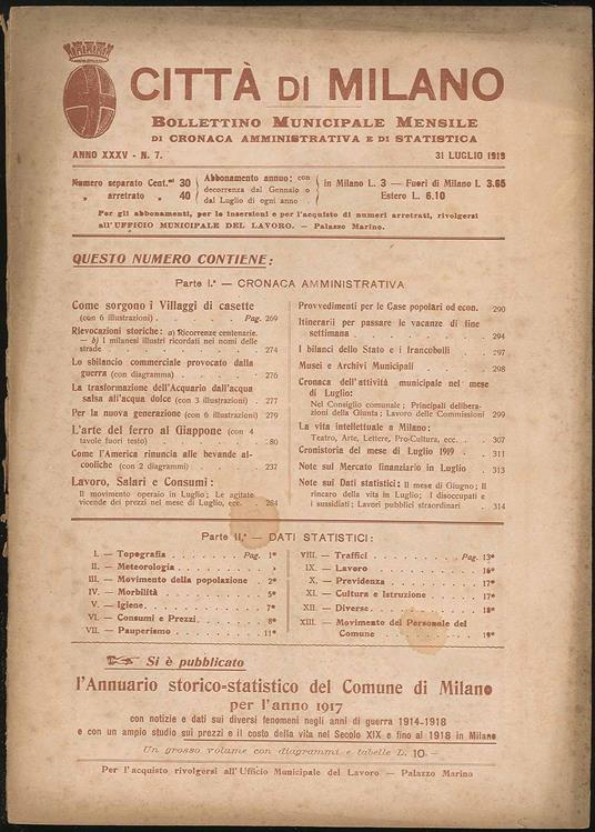 Città di Milano-bollettino municipale mensile di cronaca amministrativa e di statistica - Paolo Scolari - copertina