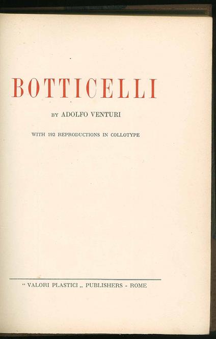 Botticelli - Adolfo Venturi - copertina