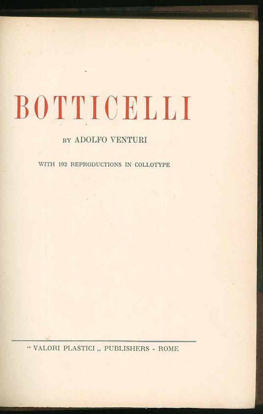 Botticelli - Adolfo Venturi - copertina