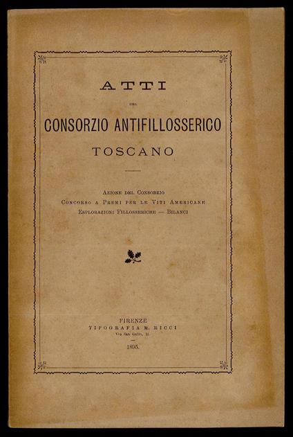 Atti del Consorzio antifillosserico toscano - copertina