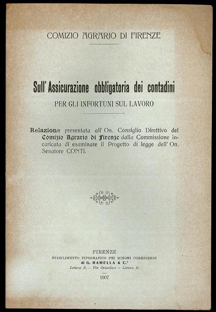 Sull'Assicurazione obbligatoria dei contadini per gli infortuni sul lavoro - copertina