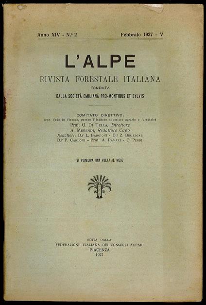 L'Alpe - Rivista forestale italiana - Autori Vari - copertina