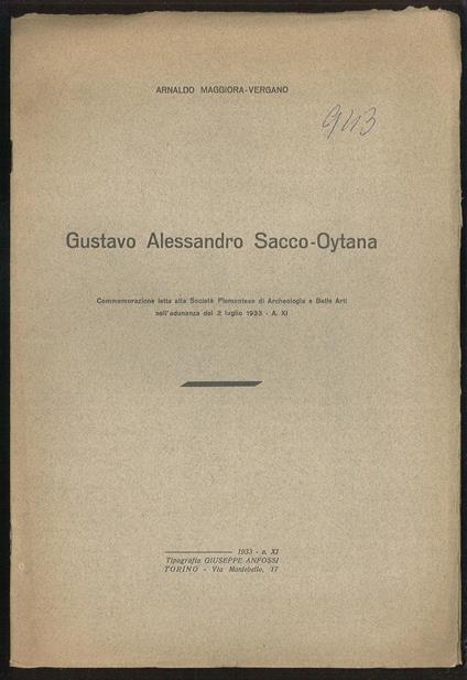 Gustavo Alessandro Sacco-Oytana - copertina