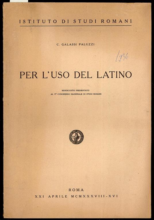 Per l'uso del latino - copertina