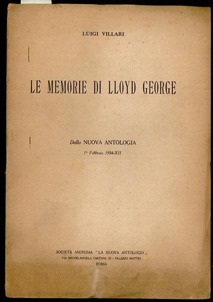 Le MEMORIE di LLOYD GEORGE - copertina