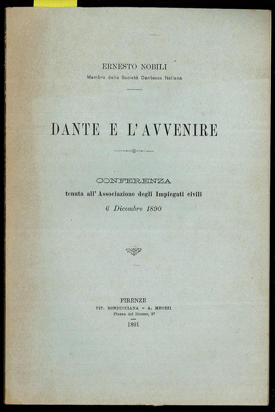 Dante e l’avvenire - copertina