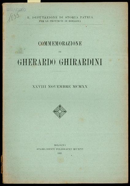 Commemorazione di Gherardo Gherardini - copertina