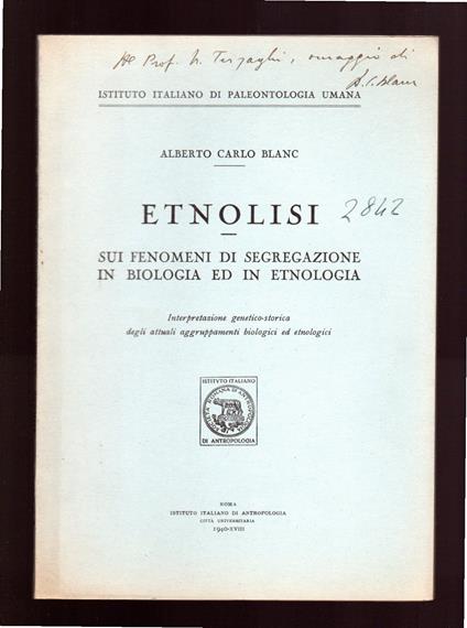 Etnolisi sui fenomeni di segregazioni in Biologia ed Etnologia - copertina