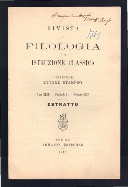 Tibulliana - Alcune lezioni del codice V - Ferruccio Calonghi - copertina