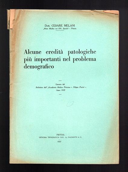 Alcune eredità patologiche più importanti nel problema demografico - copertina
