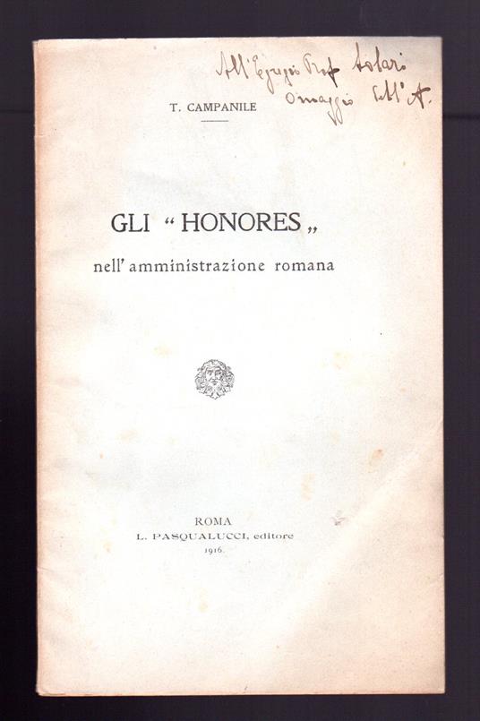 Gli ''Honores'' nell'amministrazione romana - copertina