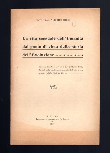 La vita sessuale dell'Umanità dal punto di vista della storia dell'Evoluzione - copertina