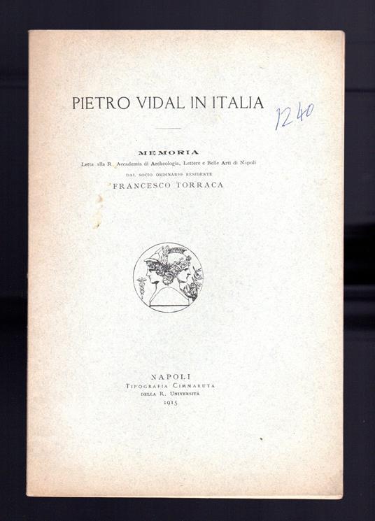 Pietro Videl in Italia - Memoria - Francesco Torraca - copertina