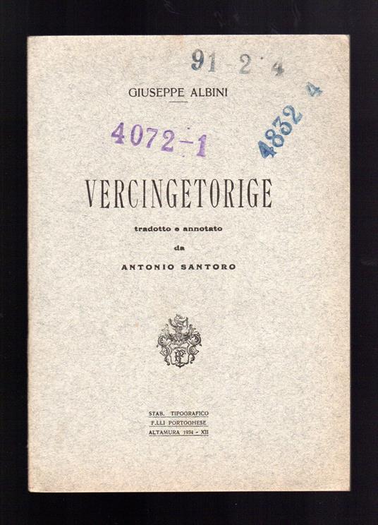 Vercingetorige - Giuseppe Albini - copertina