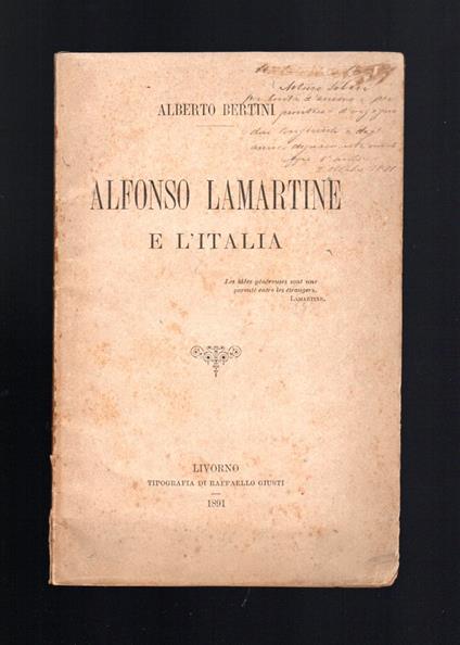 Alfonso Lamartine e l'Italia - Alberto Bertini - copertina