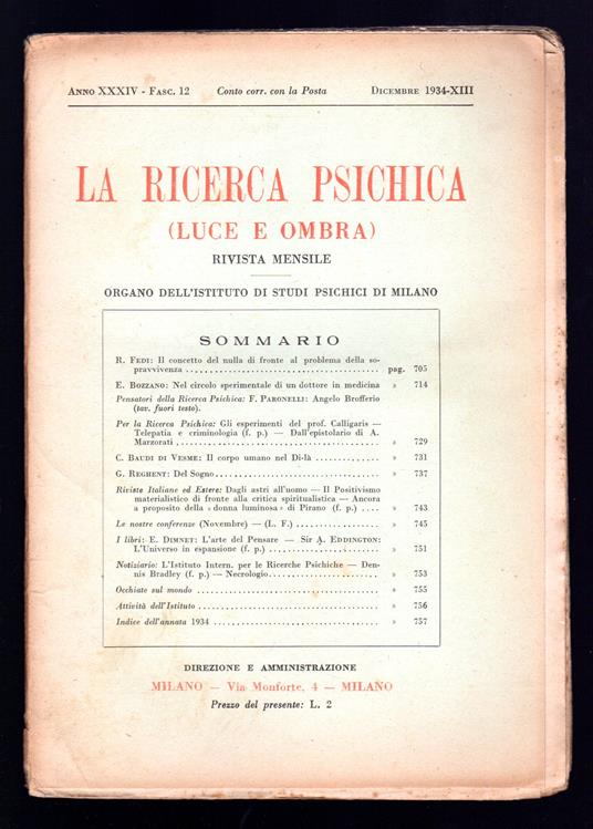 La ricerca psichica rivista mensile - Autori Vari - copertina