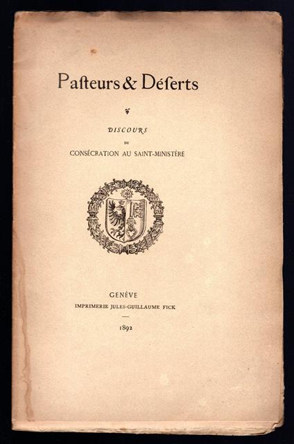 Pafteurs & Deferts. Discours de Consecration au Saint-Ministere - copertina
