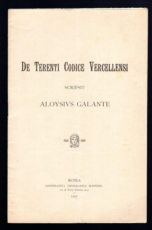 De Terenti Codice Vercellensi - copertina
