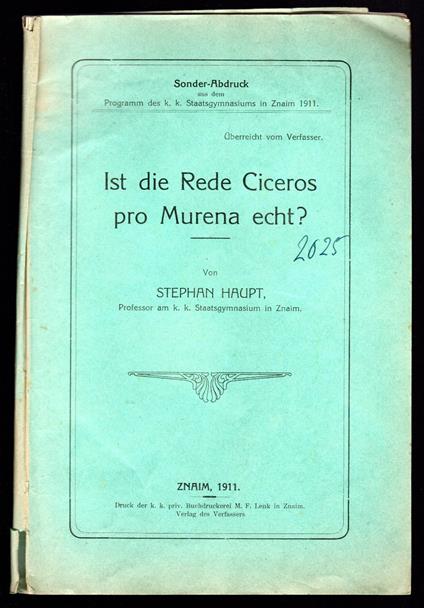 Ist die Rede Ciceros pro Murena echt? - copertina