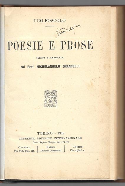 Poesie e prose - Ugo Foscolo - copertina